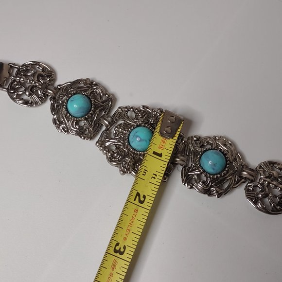 Blue Plastic And Silver Tone Metal Large Bracelet - Picture 8 of 15